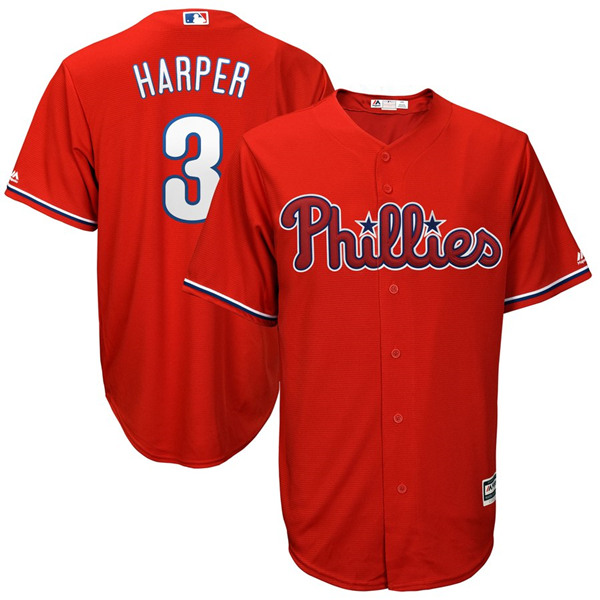 Toddler Philadelphia Phillies #3 Bryce Harper Red Cool Base Stitched MLB Jersey